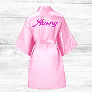 Personalized Pink Satin Robe (Pink)