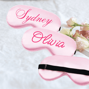 Personalized Satin Eye Mask (Pink font)