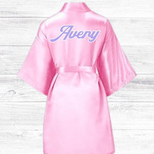 Personalized Pink Satin Robe (Lavender)